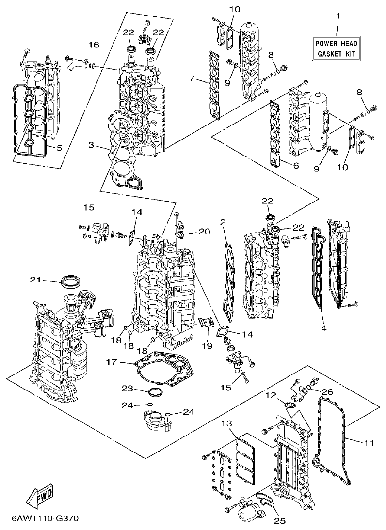 Yamaha F350AET, FL350AET REPAIR KIT 1 parts diagram